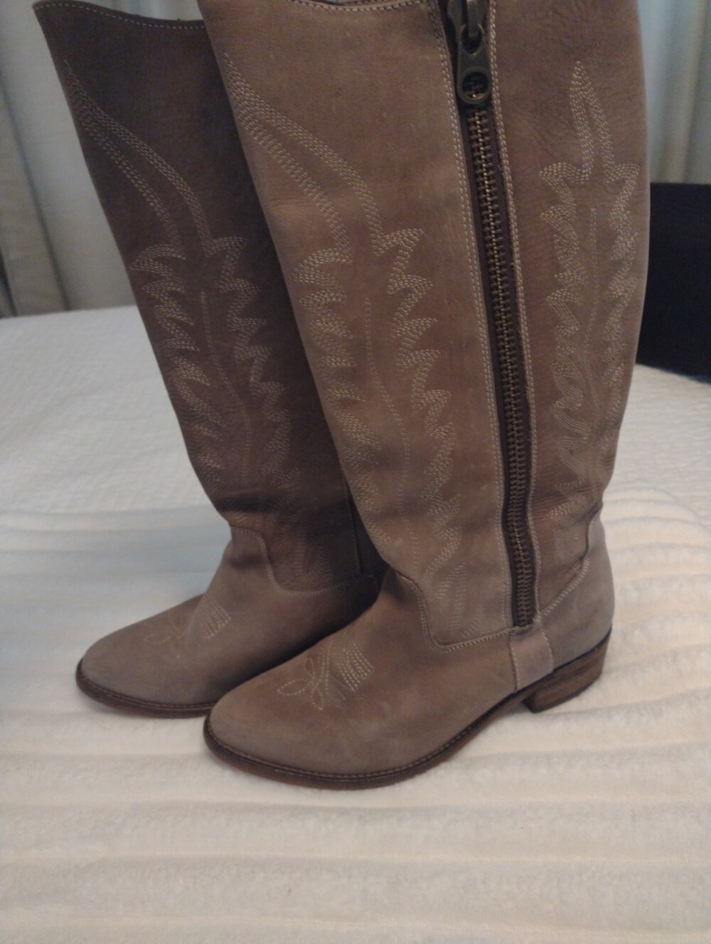 Steve Madden Women 7.5M Genuine Leather Graced Western Cowboy Boots Mexico Tan